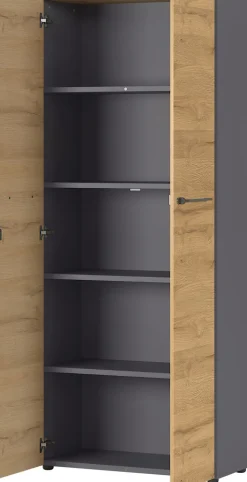Aktenschrank ISORNO 2-türig 197 cm Graphitgrau/ Eiche