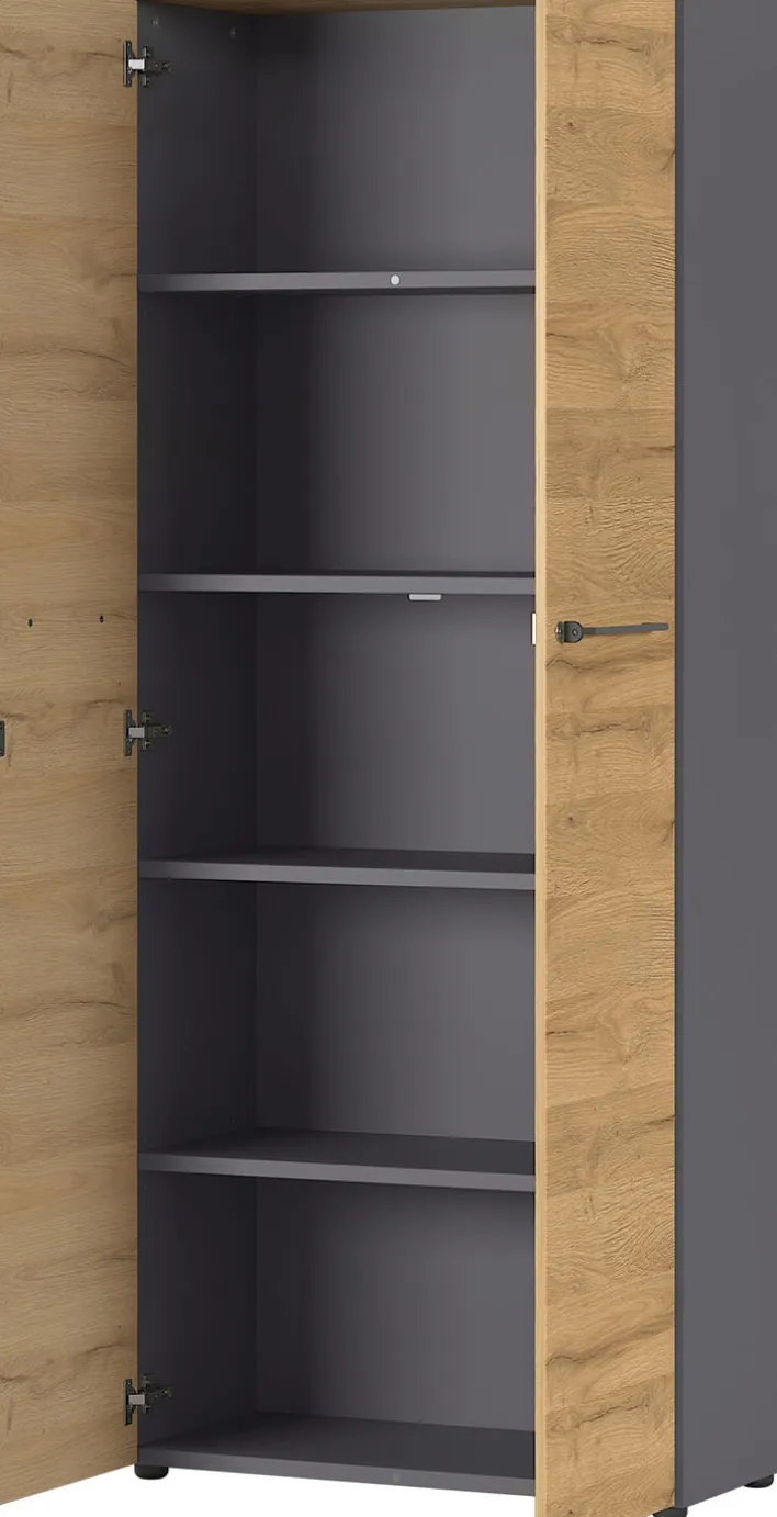 Aktenschrank ISORNO 2-türig 197 cm Graphitgrau/ Eiche