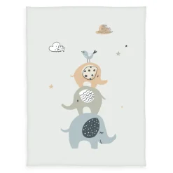 baby best Baby-Flausdecke ELEFANTS 75 x 100 cm weiß/beige/bunt