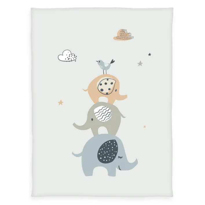 baby best Baby-Flausdecke ELEFANTS 75 x 100 cm weiß/beige/bunt