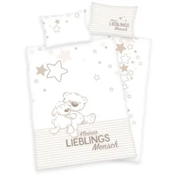 baby best Renforcé-Babybettwäsche LIEBLINGSMENSCH 100 x 135 cm weiß/beige