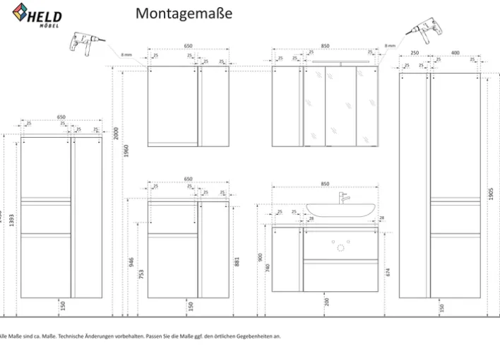 Bad-Hängeschrank GENT hellgrau/braun 65cm