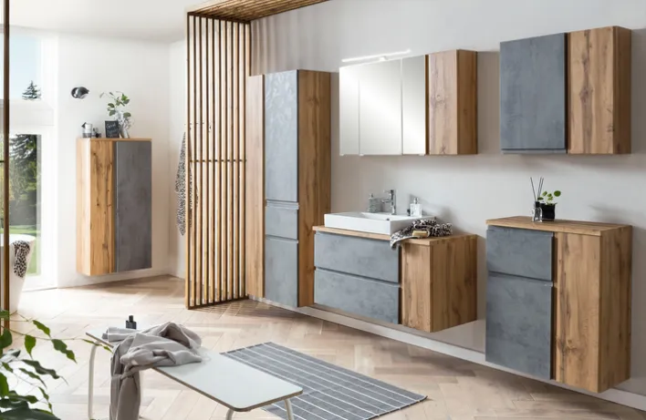 Bad-Hängeschrank GENT hellgrau/braun 65cm