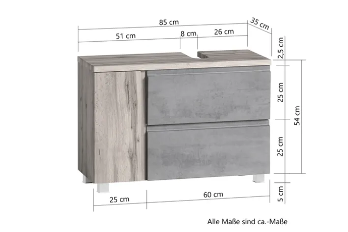Bad-Waschbeckenunterschrank GENT weiß/braun