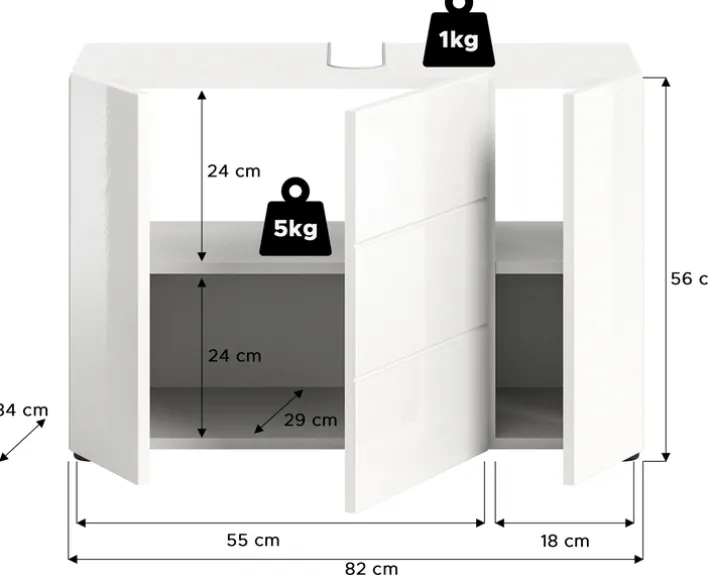 Bad Waschbeckenunterschrank Vira ca. 82 × 56 × 34 cm