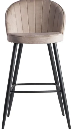 Barhocker mit Rückenlehne schwarz/ beige Samt