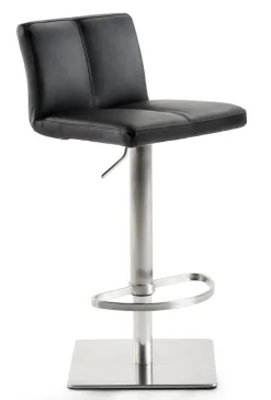 Barhocker MY TIMO I Drehgestell silber Lederbezug schwarz