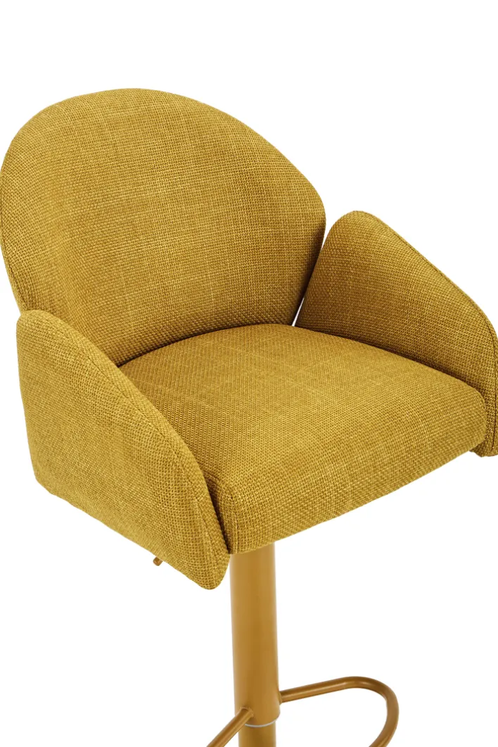 Barhocker POLLY, Metall/Textil, 52 x 53 x 96-117 cm Gelb