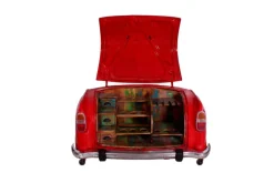 Barschrank 168 x 80 cm Metall-Rahmen rot Altholz Regale bunt