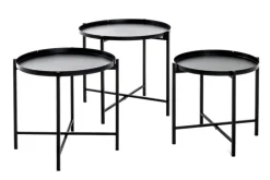 Beistelltisch 3er-Set Ø 39/43/48 cm schwarz