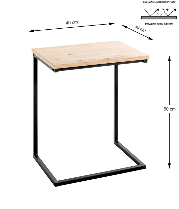 Beistelltisch 40 x 30 cm braun/schwarz