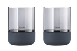 blomus Windlicht CALMA 2er Set 9,5 cm Steel Grau/ Smoke