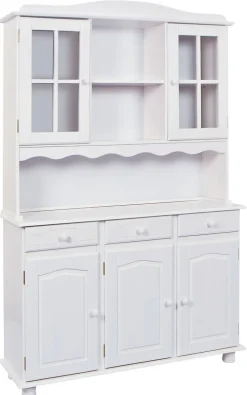 Buffet FELIX 130x198x43 cm Massivholz Kiefer weiß