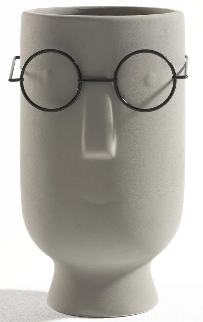 casaNOVA Übertopf Gesicht 22 cm grau