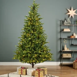 casaNOVA Künstlicher Weihnachtsbaum mit LED-Beleuchtung Kunststoff/Metall 240 x 152 x 152 cm Grün/Schwarz
