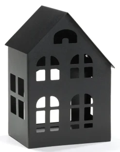 casaNova Weihnachtsdekoration Teelichthalter-Haus 15 cm Schwarz