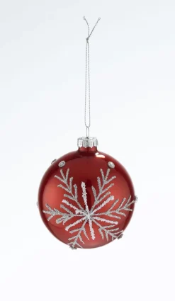 casaNOVA Weihnachtskugel I NORDISCHER WINTER 8 cm rot /weiß