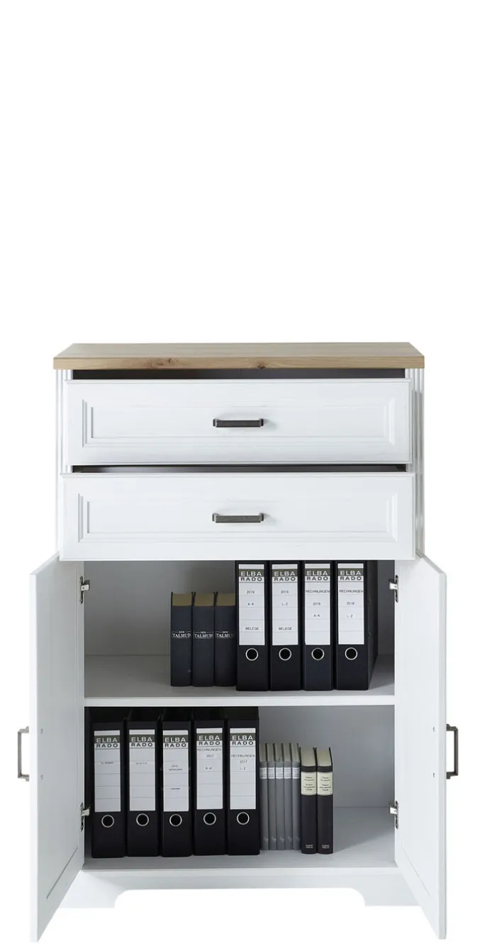CASAVANTI Aktenschrank JASMIN mit 2 Schubkästen Pinie hell/ Artisan Eiche