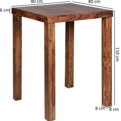 CASAVANTI Bartisch 80 x 80 cm braun
