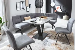 CASAVANTI Eckbank MIA Metall/Stoffbezug hellgrau 214 x 176 cm