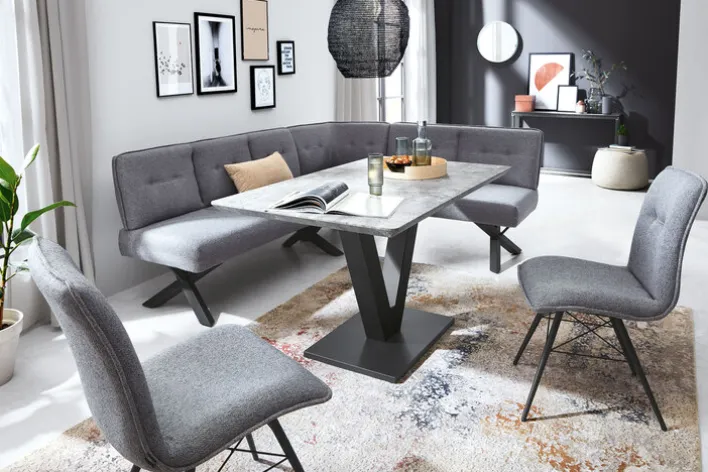 CASAVANTI Eckbank MIA Metall/Stoffbezug hellgrau 214 x 176 cm