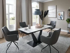 CASAVANTI Esstisch TOSKANA 180-220.260 x 90 cm beige/ schwarz