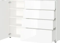 CASAVANTI Sideboard OAKLAND 134 x 102 cm Glas Weiß/Weiß