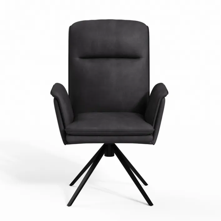 CASAVANTI Stuhl MAILAND 87 x 61 x 66 cm Metall Microfaser drehbar Dunkelgrau