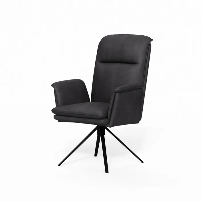 CASAVANTI Stuhl MAILAND 87 x 61 x 66 cm Metall Microfaser drehbar Dunkelgrau