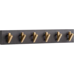 CASAVANTI Wandgarderobe 60 x 10 cm Mango Massiv schwarz lackiert/goldfarbig