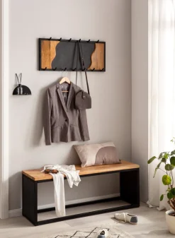 CASAVANTI Wandgarderobe 80x36x6 cm Massivholz Mango/Steinoptik