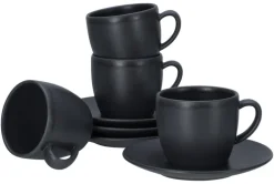 CreaTable Cappuccinotasse SOFT TOUCH 6er Set 200 ml Steinzug schwarz