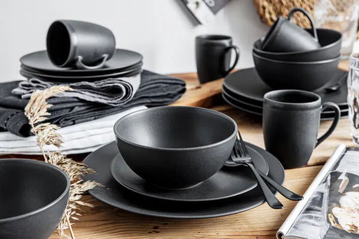 CreaTable Kaffeebecher SOFT TOUCH 6er Set 300 ml schwarz matt