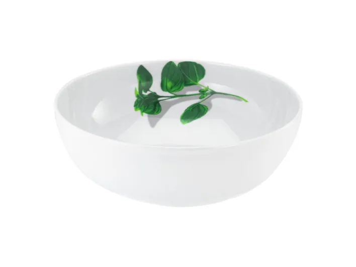 CreaTable Schale KRÄUTER BASILIKUM 30 cm Porzellan weiß