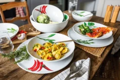 CreaTable Schale KRÄUTER BASILIKUM 30 cm Porzellan weiß