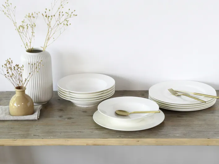 CreaTable Tafelservice FLEUR ROYAL 12-teilig creme weiß