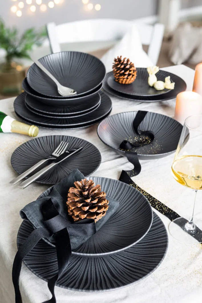 CreaTable Tafelservice VESUVIO 12-teilig schwarz