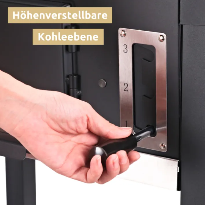 deluxe4home Holzkohlegrill GRILLWAGEN XXL 105 x 50 cm schwarz