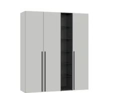 Drehtürenschrank V1 3-türig grau/ schwarz