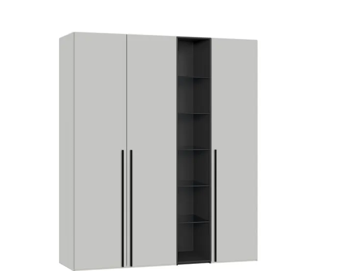 Drehtürenschrank V1 3-türig grau/ schwarz
