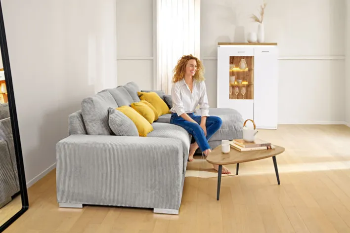 Ecksofa ROMAN 285 x 176 cm hellgrau
