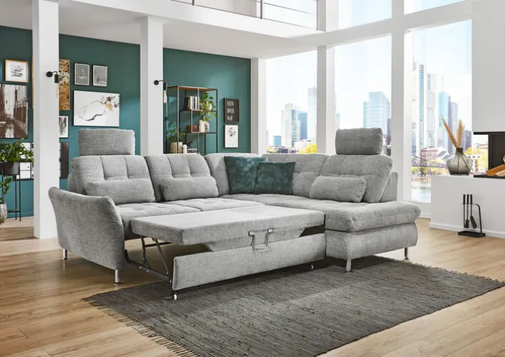 Ecksofa SEVRAN mit Schlaffunktion 242 x 210 cm alu