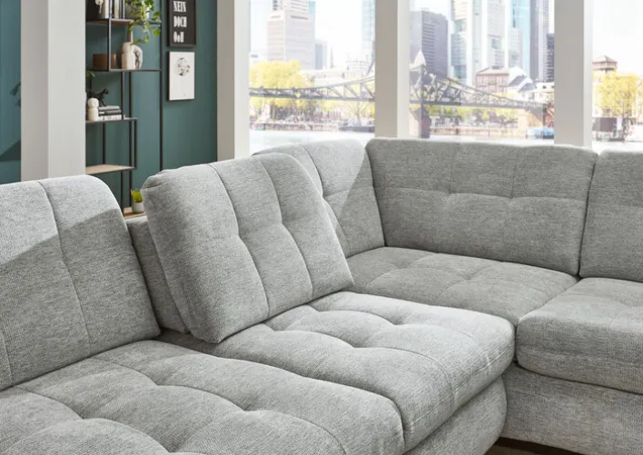 Ecksofa SEVRAN mit Schlaffunktion 242 x 210 cm alu