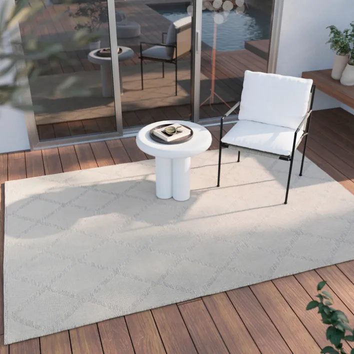 ESPRIT Outdoorteppich RHOMB 120 x 170 cm beige/grau