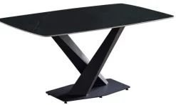Esstisch AMSTERDAM Tischplatte Keramik schwarz matt 180 x 90 cm