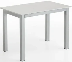 Esstisch 110 x 70 cm Glas weiß/Metall grau