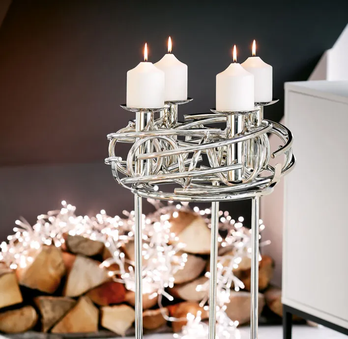FINK Ständer CARA für Adventskranz 70 cm Metall vernickelt silberfarbig