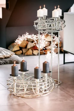FINK Ständer CARA für Adventskranz 70 cm Metall vernickelt silberfarbig