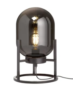 FISCHER & HONSEL RETROFIT Tischlampe REGI schwarz/Rauchglas