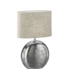 FISCHER & HONSEL Tischlampe CHAMBERY, Textil Naturfaser, 53 x 17 x 34 cm, Alu-/Nickelfarbig/Beige